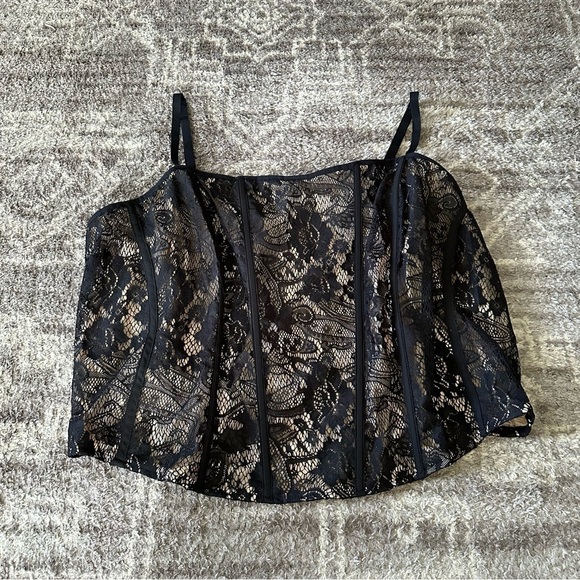 NWT Torrid Lace Corset Crop Top Deep Black Mesh - Picture 4 of 9